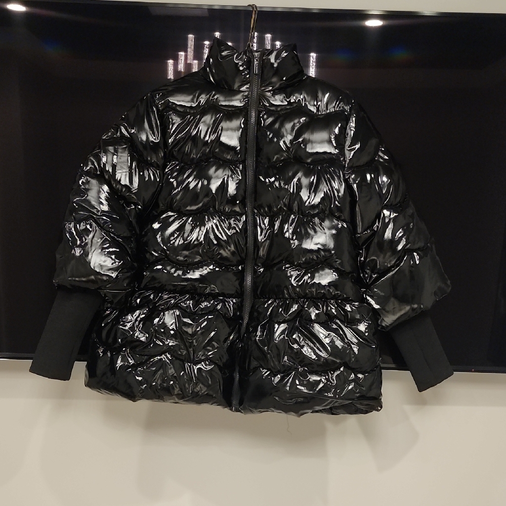 Habitual Shiny Black Puffer Jacket Girls Size 12 Womens XS